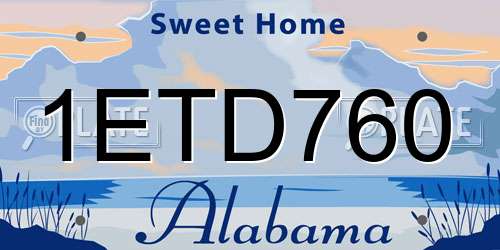 1ETD760 Alabama License Plate