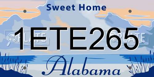1ETE265 Alabama License Plate