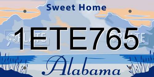1ETE765 Alabama License Plate