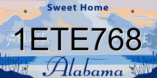 1ETE768 Alabama License Plate