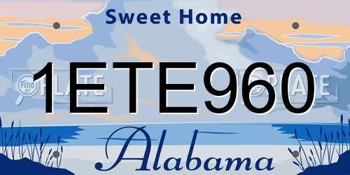 1ETE960 Alabama License Plate
