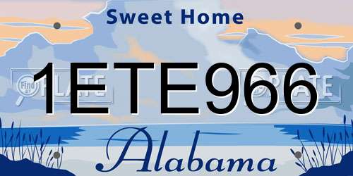 1ETE966 Alabama License Plate