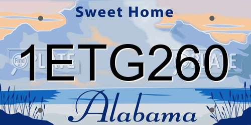 1ETG260 Alabama License Plate