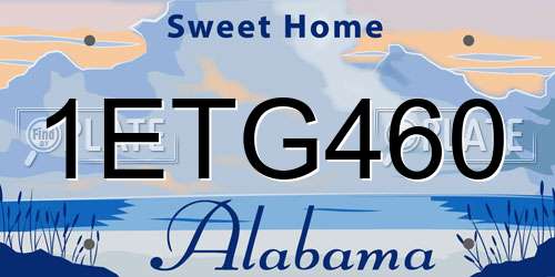 1ETG460 Alabama License Plate