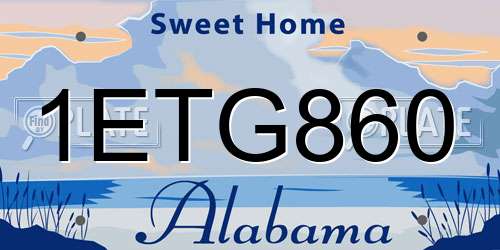 1ETG860 Alabama License Plate