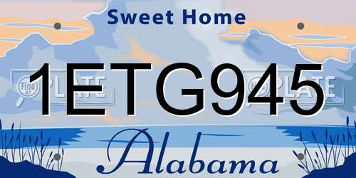 1ETG945 Alabama License Plate