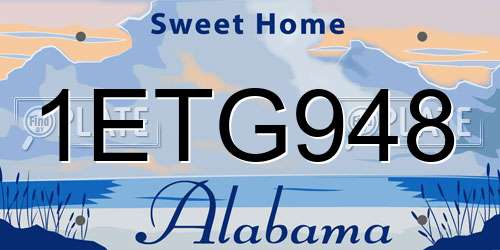 1ETG948 Alabama License Plate