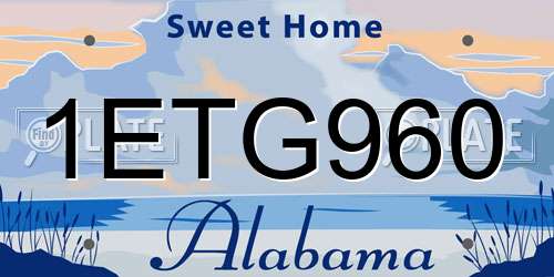 1ETG960 Alabama License Plate