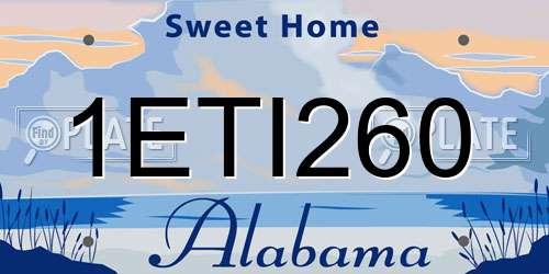 1ETI260 Alabama License Plate