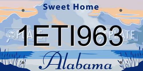 1ETI963 Alabama License Plate