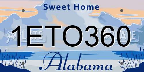 1ETO360 Alabama License Plate