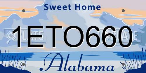 1ETO660 Alabama License Plate