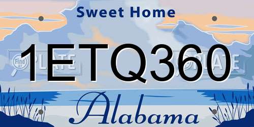 1ETQ360 Alabama License Plate