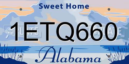 1ETQ660 Alabama License Plate
