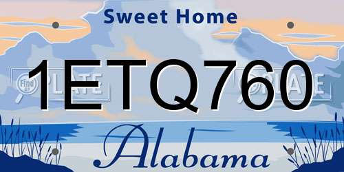 1ETQ760 Alabama License Plate