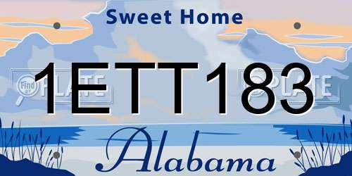1ETT183 Alabama License Plate
