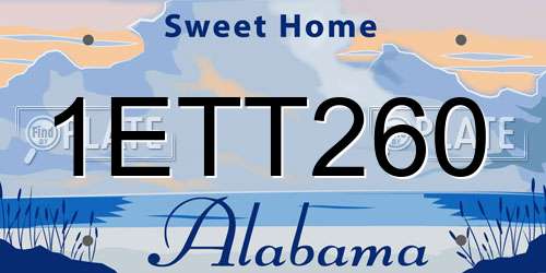 1ETT260 Alabama License Plate