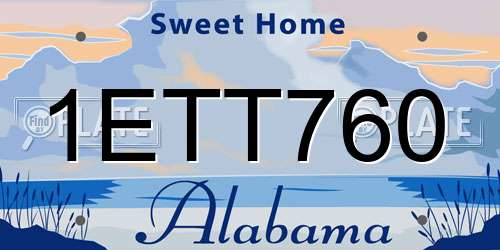 1ETT760 Alabama License Plate