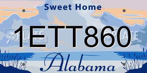 1ETT860 Alabama License Plate
