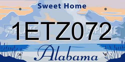 1ETZ072 Alabama License Plate