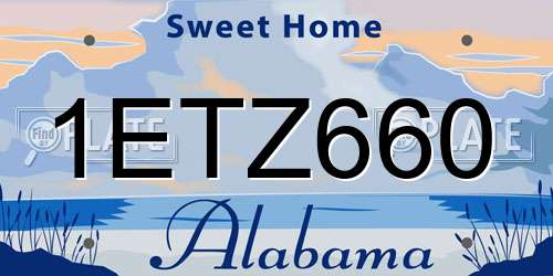 1ETZ660 Alabama License Plate