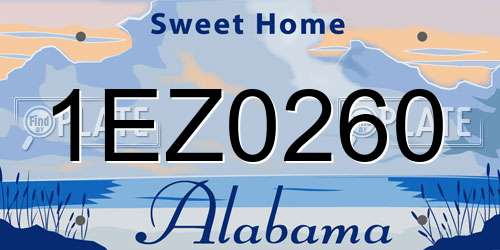 1EZ0260 Alabama License Plate