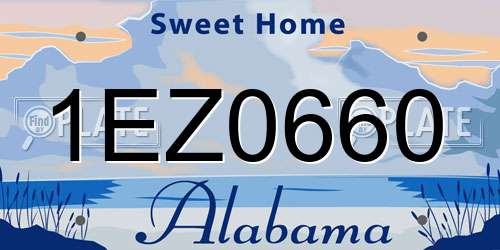 1EZ0660 Alabama License Plate