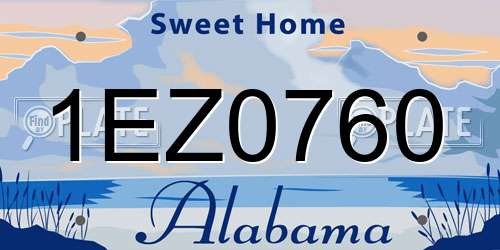 1EZ0760 Alabama License Plate