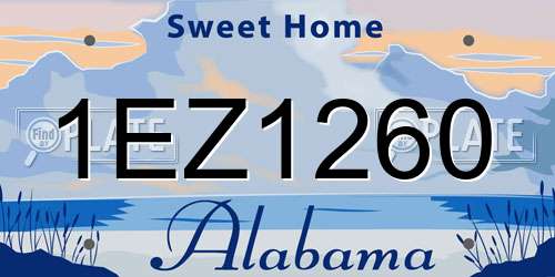 1EZ1260 Alabama License Plate