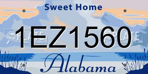 1EZ1560 Alabama License Plate