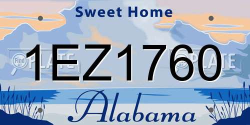 1EZ1760 Alabama License Plate