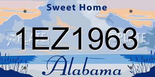 1EZ1963 Alabama License Plate