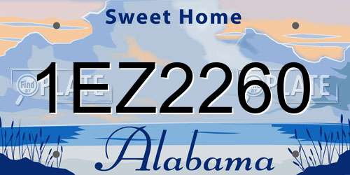 1EZ2260 Alabama License Plate
