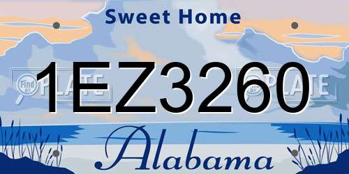 1EZ3260 Alabama License Plate