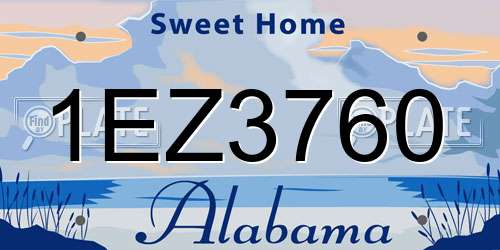 1EZ3760 Alabama License Plate