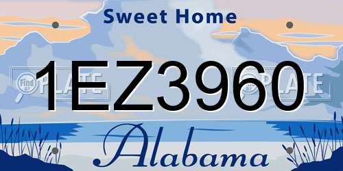 1EZ3960 Alabama License Plate