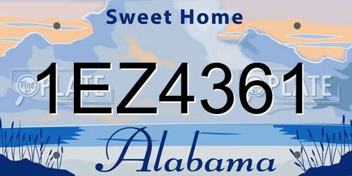 1EZ4361 Alabama License Plate