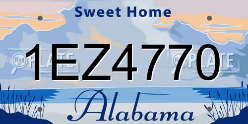 1EZ4770 Alabama License Plate