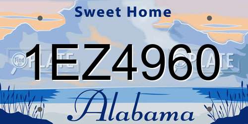 1EZ4960 Alabama License Plate