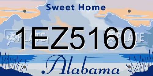 1EZ5160 Alabama License Plate