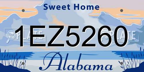 1EZ5260 Alabama License Plate