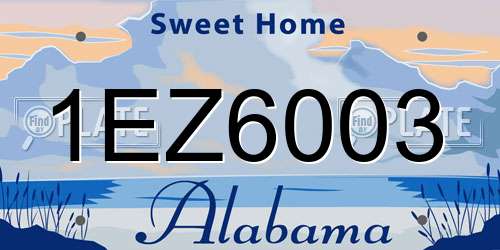 1EZ6003 Alabama License Plate