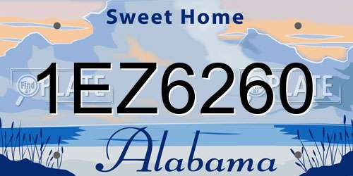 1EZ6260 Alabama License Plate