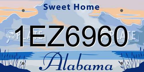 1EZ6960 Alabama License Plate