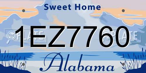 1EZ7760 Alabama License Plate