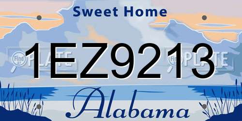 1EZ9213 Alabama License Plate