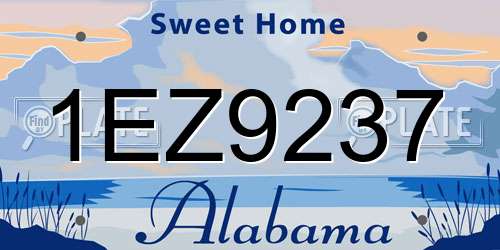 1EZ9237 Alabama License Plate