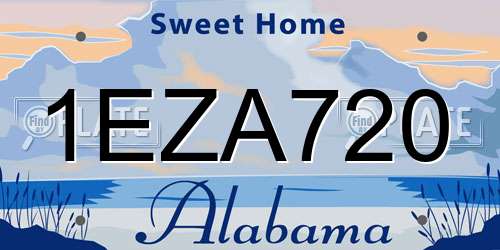 1EZA720 Alabama License Plate