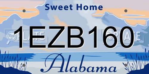 1EZB160 Alabama License Plate