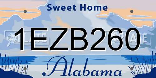 1EZB260 Alabama License Plate